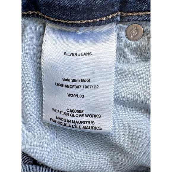 Silver Jeans Womens 29x33 Blue Suki Boot Stretch Western Denim - Picture 3 of 6